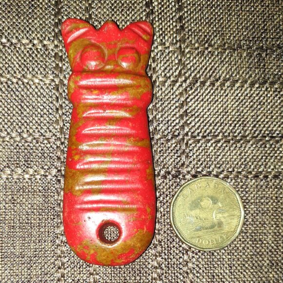 3.25’’ Hand Carved Old Chicken Bloodstone Lucky Wisdom Owl Amulet Necklace - Picture 11 of 11